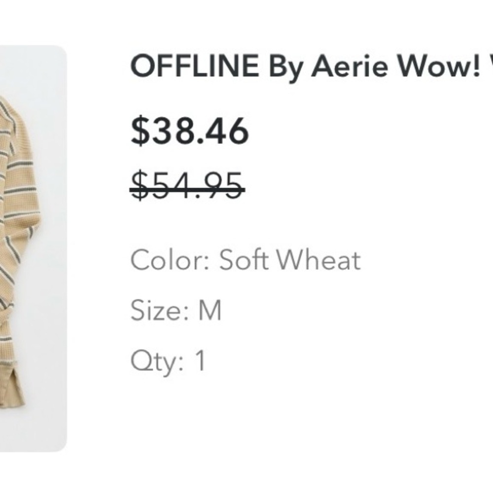 OFFLINE By Aerie Women’s Wow! Relaxed Waffle T-Shirt Color Soft Wheat - Picture 6 of 10